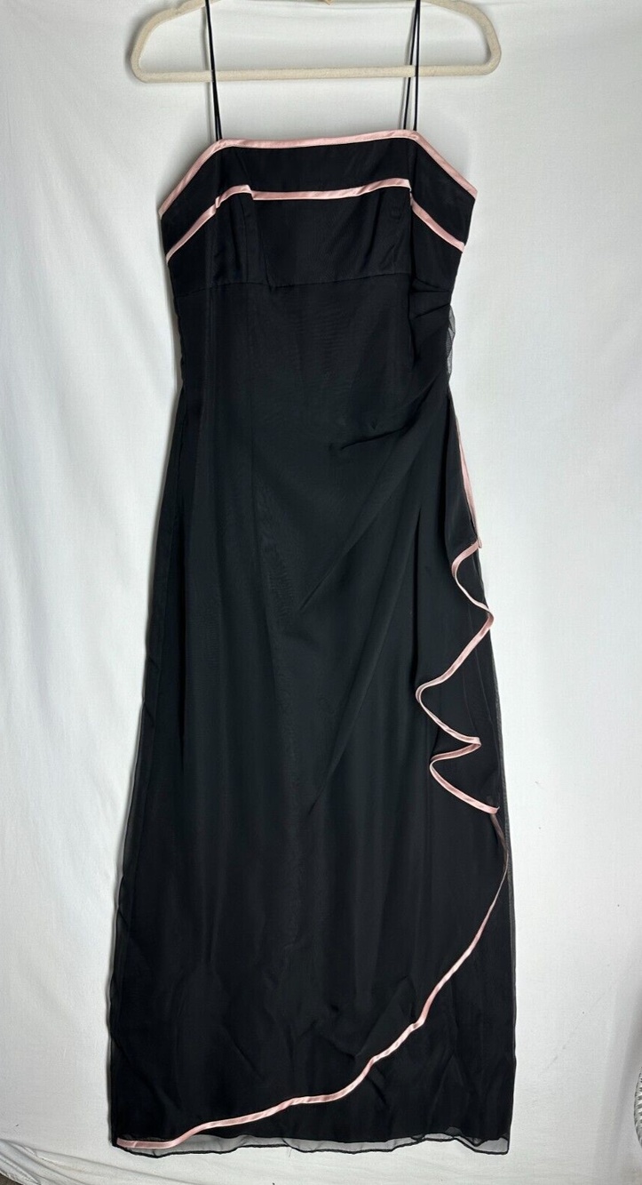 Night Way Collections Maxi Dress Size 12 Black Sheer Lined Evening Gown